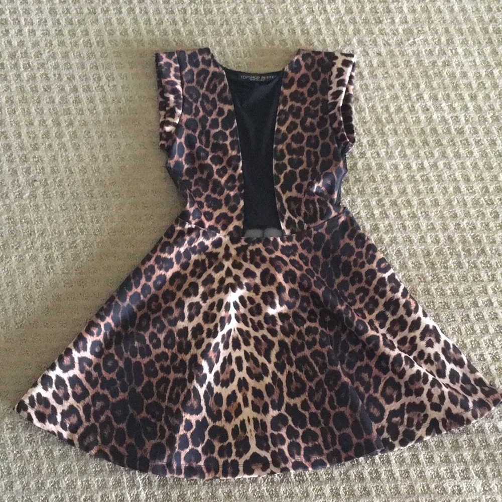 Topshop Cheetah Print Mesh Cutout Dress